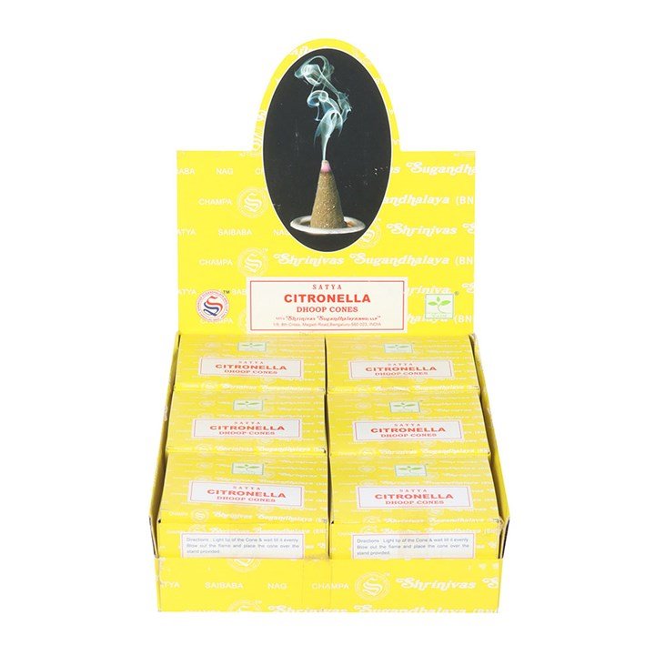 12 Packs of Citronella Dhoop Incense Cones by Satya - Scents & Gifts UK