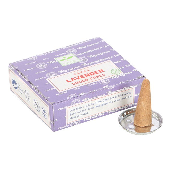12 Packs of Lavender Dhoop Incense Cones by Satya - Scents & Gifts UK