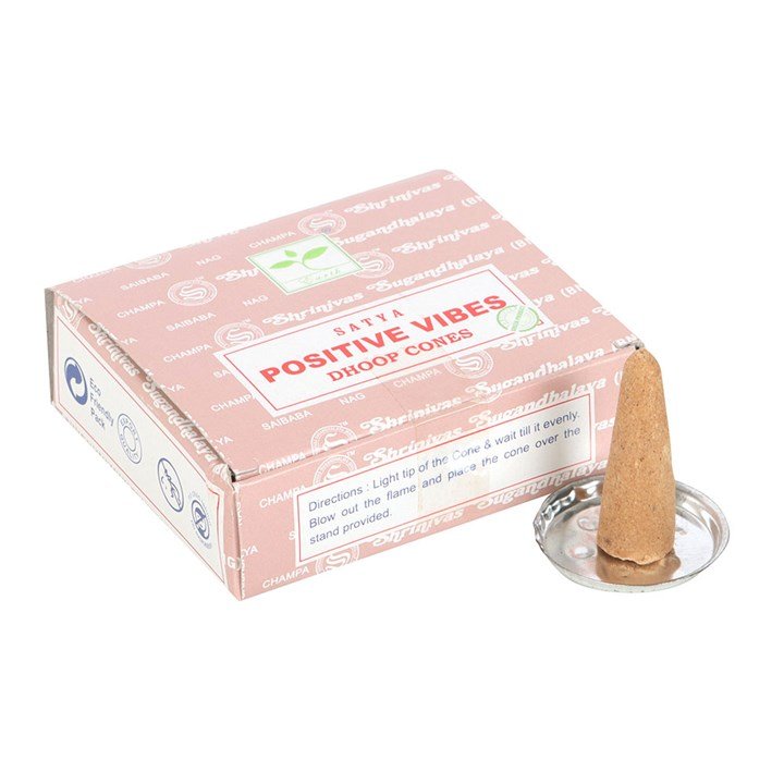 12 Packs of Positive Vibes Dhoop Incense Cones by Satya - Scents & Gifts UK