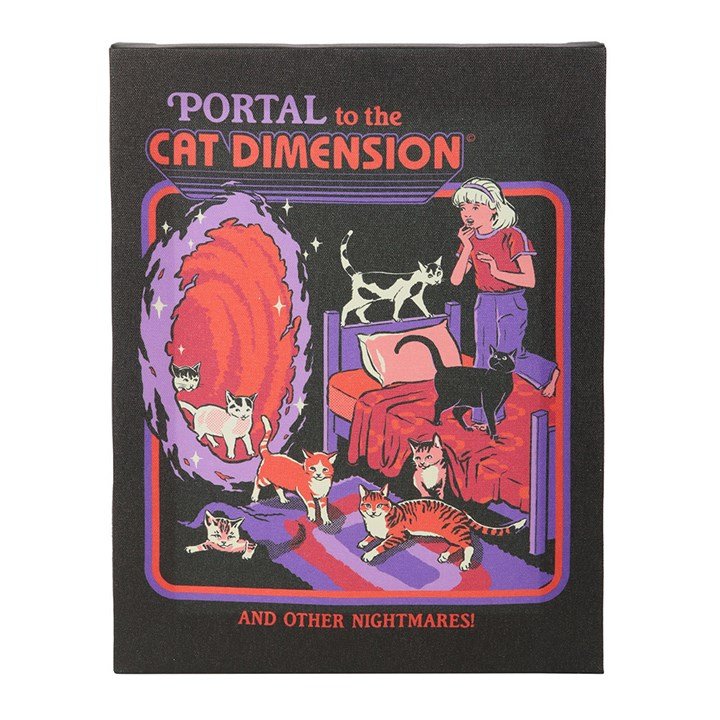19x25cm The Cat Dimension Canvas Plaque by Steven Rhodes - Scents & Gifts UK