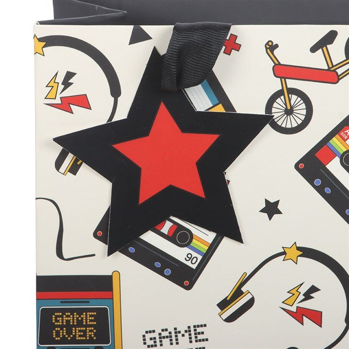 23cm Medium Retro 80s Print Gift Bag - Scents & Gifts UK