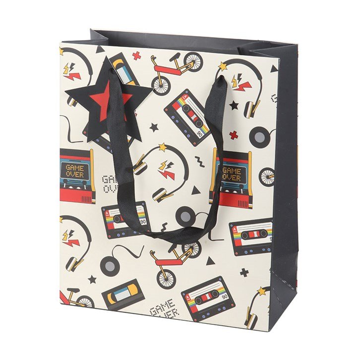 23cm Medium Retro 80s Print Gift Bag - Scents & Gifts UK