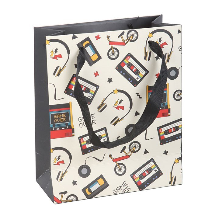 23cm Medium Retro 80s Print Gift Bag - Scents & Gifts UK