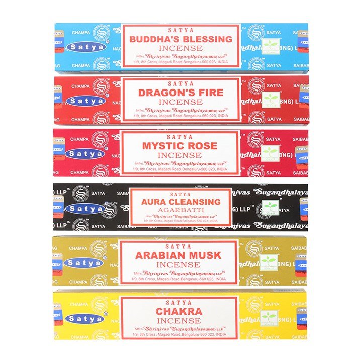 6 Packs of Assorted Fragrance Incense Sticks by Satya - Scents & Gifts UK
