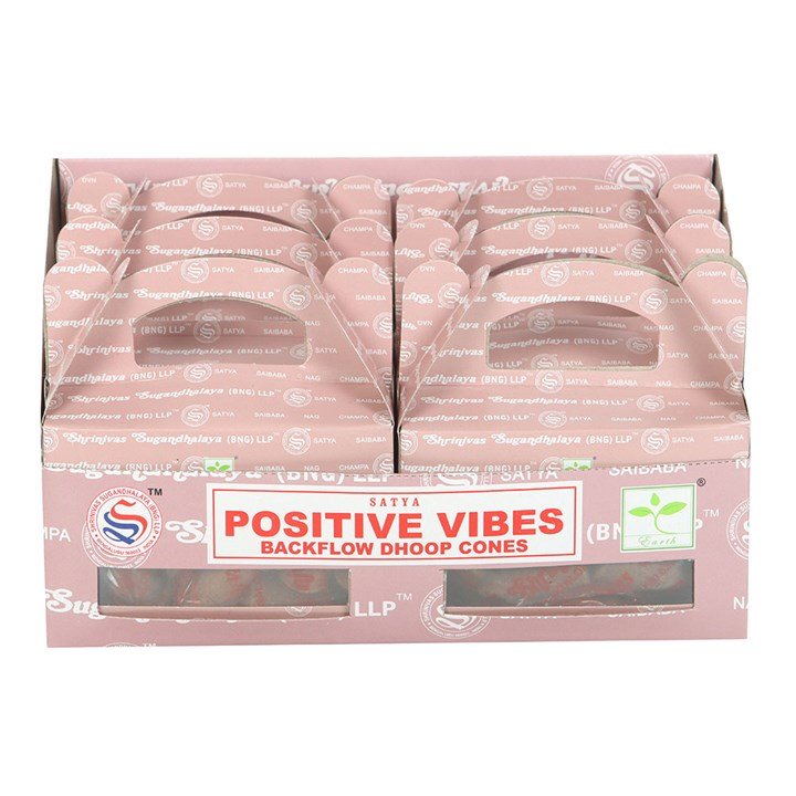 6 Packs of Positive Vibes Backflow Dhoop Incense Cones by Satya - Scents & Gifts UK