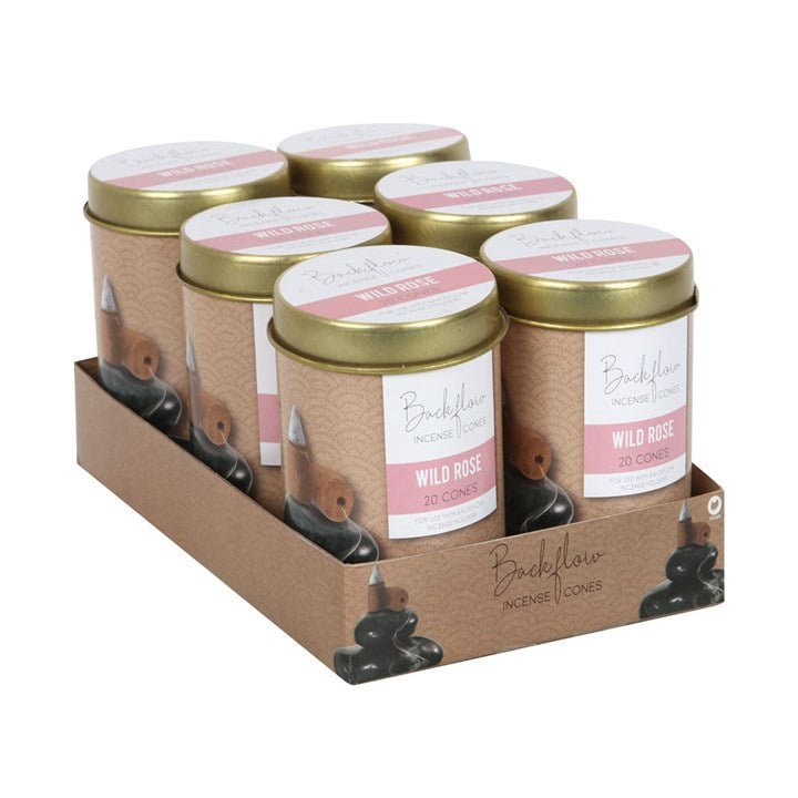 6 Tins of Elements Wild Rose Jumbo Backflow Cones - Scents & Gifts UK