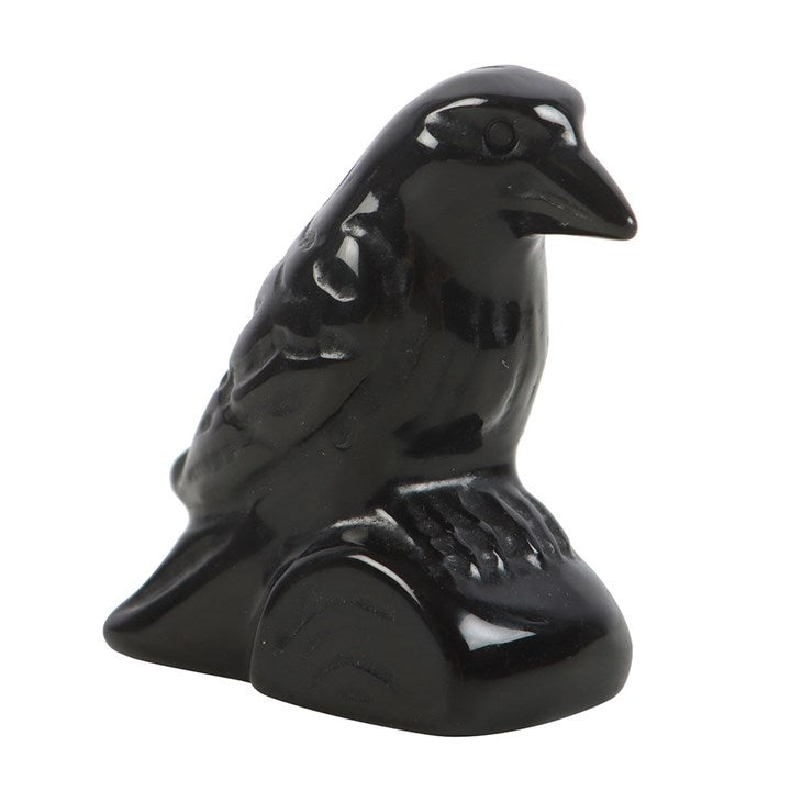Black Obsidian Raven Ornament in a Bag