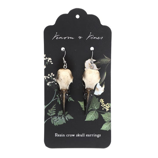 Resin Crow Skull Earrings