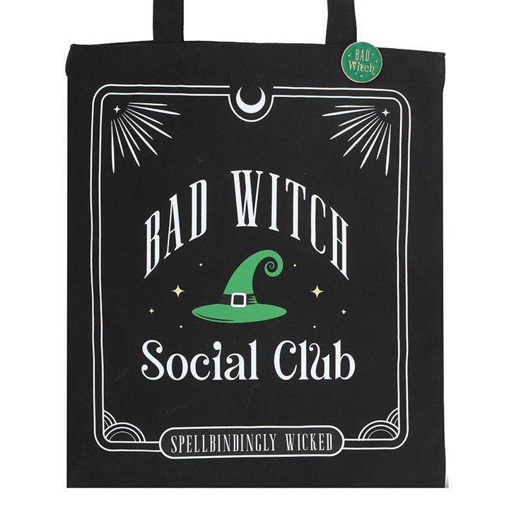 Bad Witch Social Club Polycotton Tote Bag with Pin Badge - Scents & Gifts UK