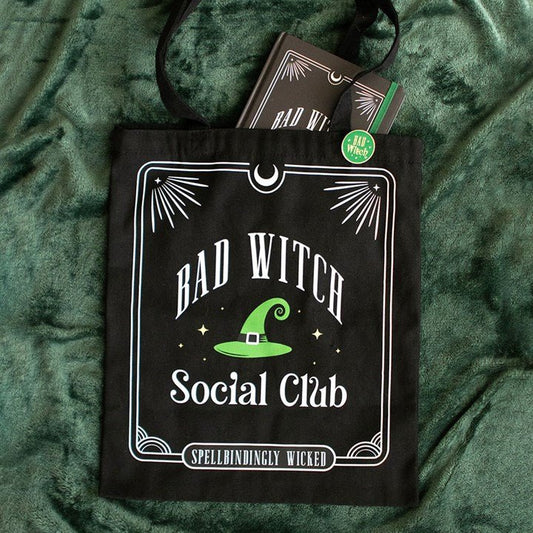 Bad Witch Social Club Polycotton Tote Bag with Pin Badge - Scents & Gifts UK