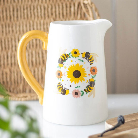Bee and Sunflower Ceramic Flower Jug - Scents & Gifts UK