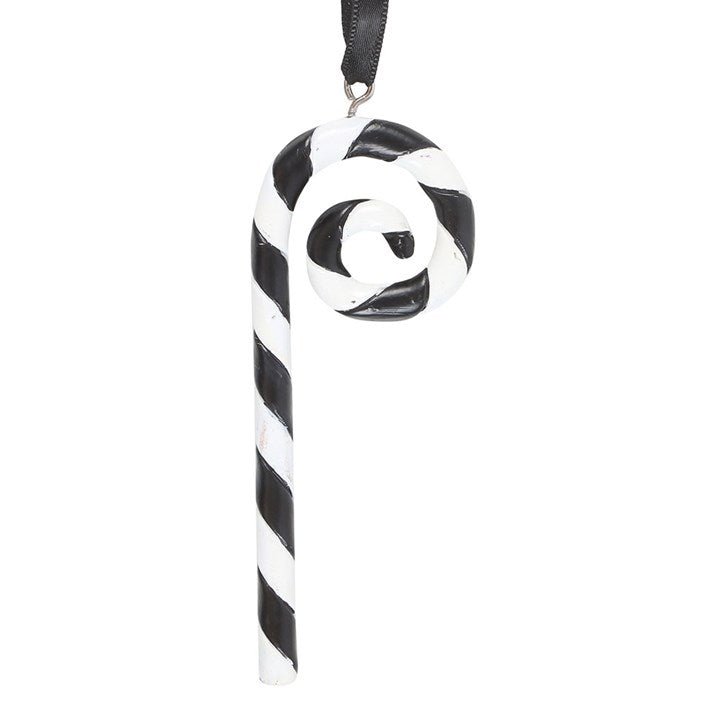 Black and White Candy Cane Hanging Ornament - Scents & Gifts UK