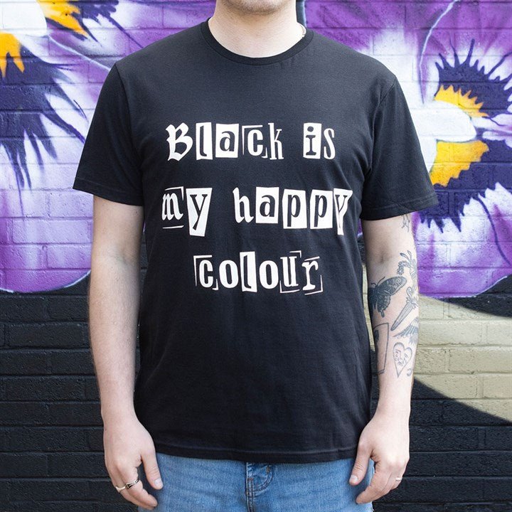 Black is My Happy Colour Unisex T-shirt Size L - Scents & Gifts UK