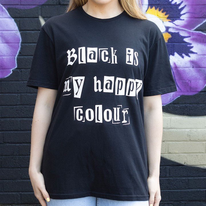 Black is My Happy Colour Unisex T-shirt Size S - Scents & Gifts UK