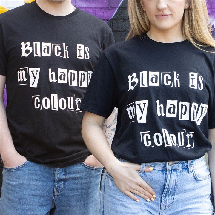 Black is My Happy Colour Unisex T-shirt Size XL - Scents & Gifts UK
