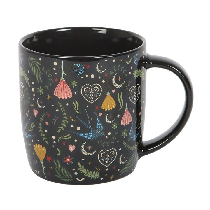 Black Midnight Bloom Print Mug - Scents & Gifts UK