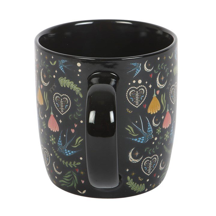Black Midnight Bloom Print Mug - Scents & Gifts UK