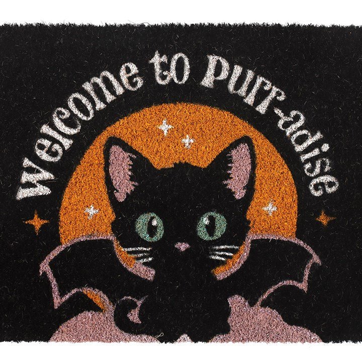 Black Welcome to Purr - adise Cat Doormat - Scents & Gifts UK