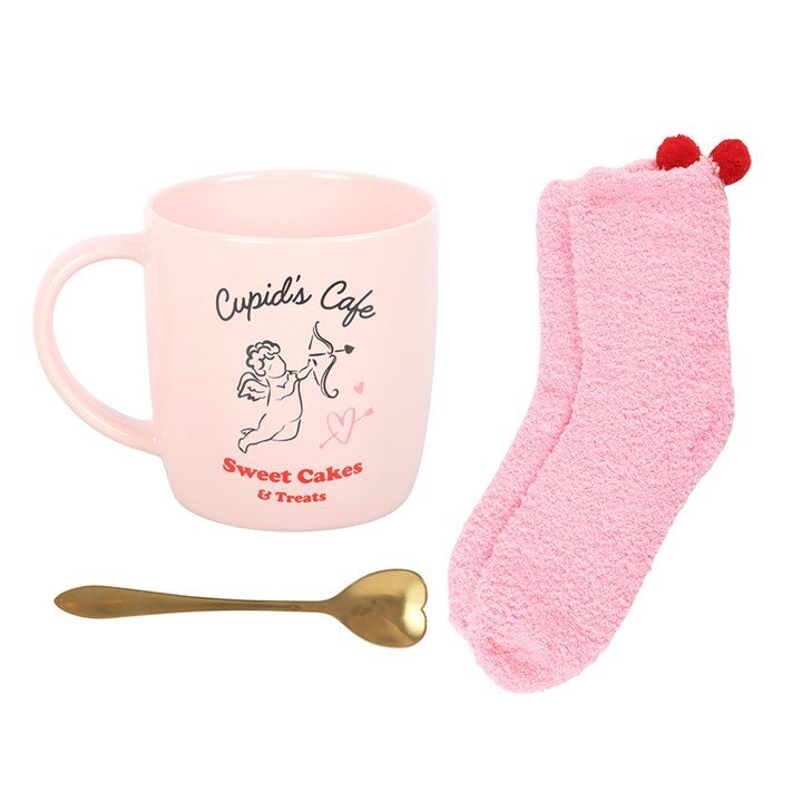 Cupid's Café Mug, Spoon and Socks Set - Scents & Gifts UK