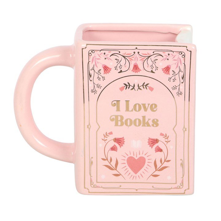 I Love Books Pink Book Shaped Mug - Scents & Gifts UK