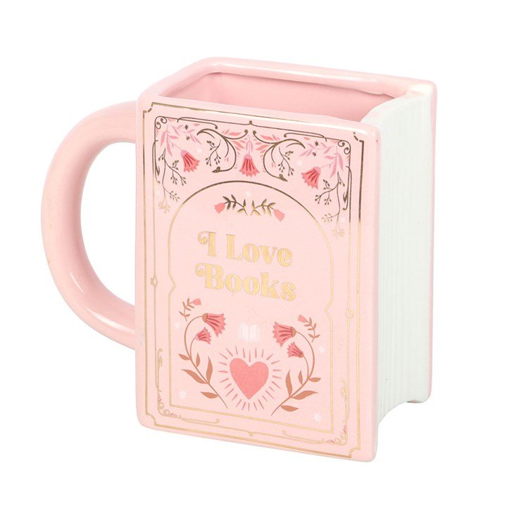 I Love Books Pink Book Shaped Mug - Scents & Gifts UK