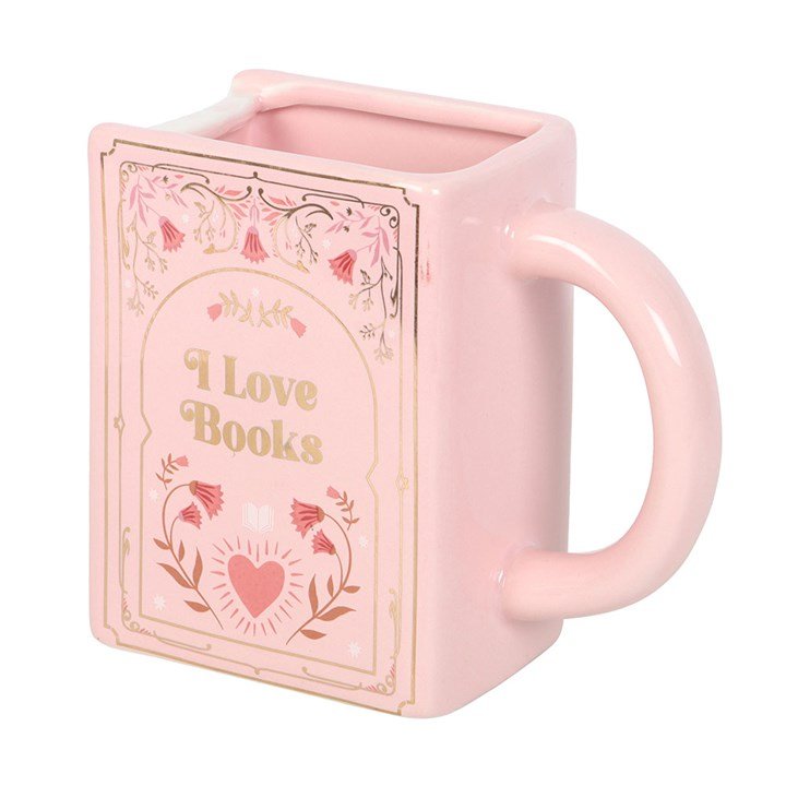 I Love Books Pink Book Shaped Mug - Scents & Gifts UK
