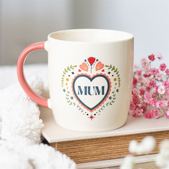 Mum Folk Heart Mug - Scents & Gifts UK