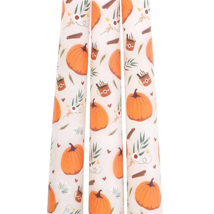 Set of 3 Pumpkin Taper Candles - Scents & Gifts UK