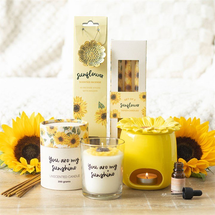 Set of 3 Sunflower Taper Candles - Scents & Gifts UK