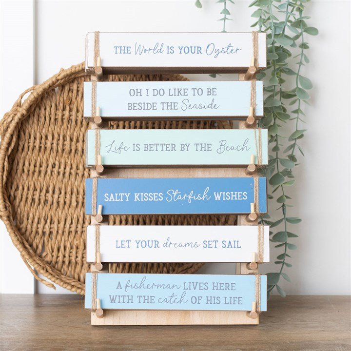 Set of 36 Nautical Block Signs on Display - Scents & Gifts UK