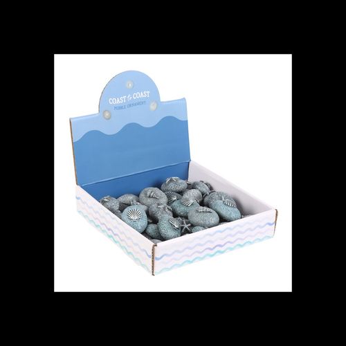 Set of 36 Resin Pebble Ornaments in Display - Scents & Gifts UK