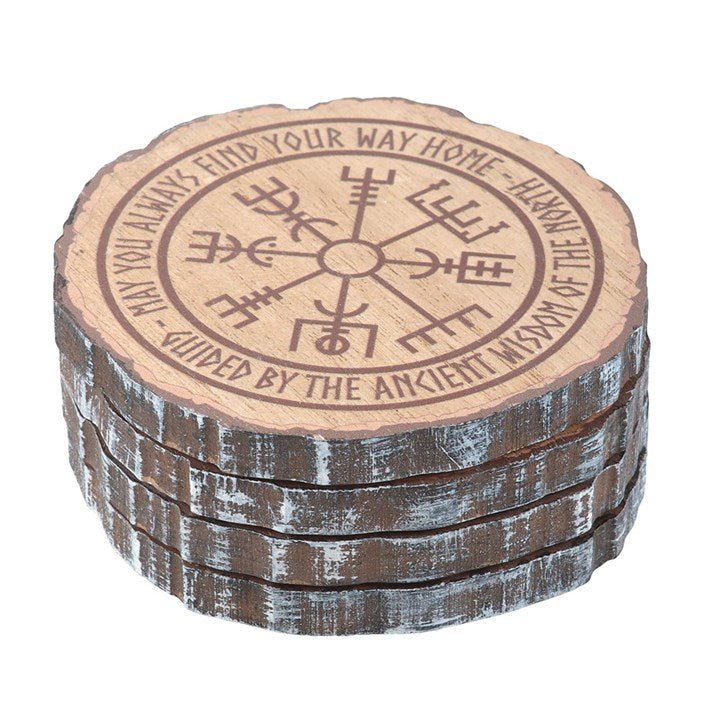 Set of 4 Norse Mythology Wood Slice Coasters - Scents & Gifts UK