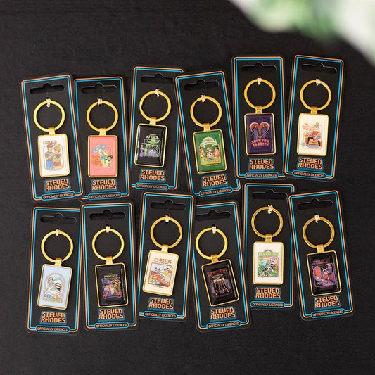 Set of 48 Enamel Keyrings by Steven Rhodes on Display - Scents & Gifts UK