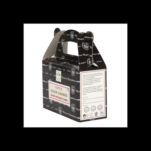 Set of 6 Packets of Black Champa Backflow Dhoop Cones by Satya - Scents & Gifts UK