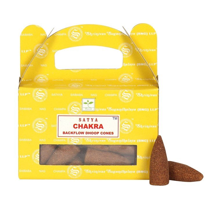 Set of 6 Packets of Chakra Backflow Dhoop Cones by Satya - Scents & Gifts UK