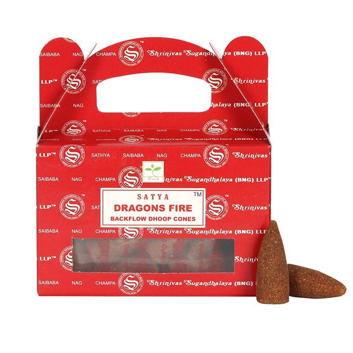 Set of 6 Packets of Dragons Fire Backflow Dhoop Cones by Satya - Scents & Gifts UK