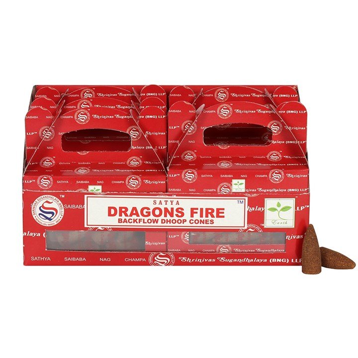 Set of 6 Packets of Dragons Fire Backflow Dhoop Cones by Satya - Scents & Gifts UK