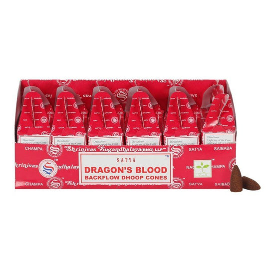 Set of 6 Packets of Satya Dragon's Blood Backflow Dhoop Cones - Scents & Gifts UK