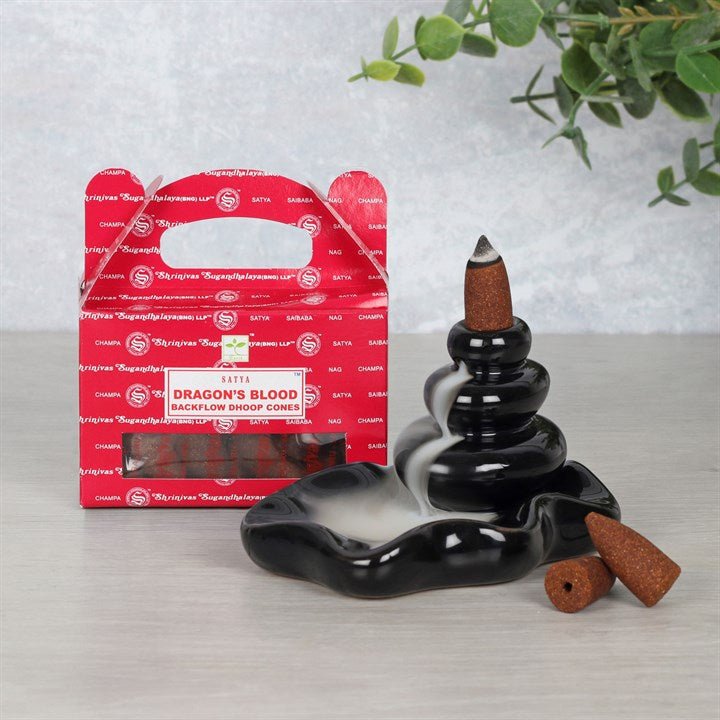 Set of 6 Packets of Satya Dragon's Blood Backflow Dhoop Cones - Scents & Gifts UK