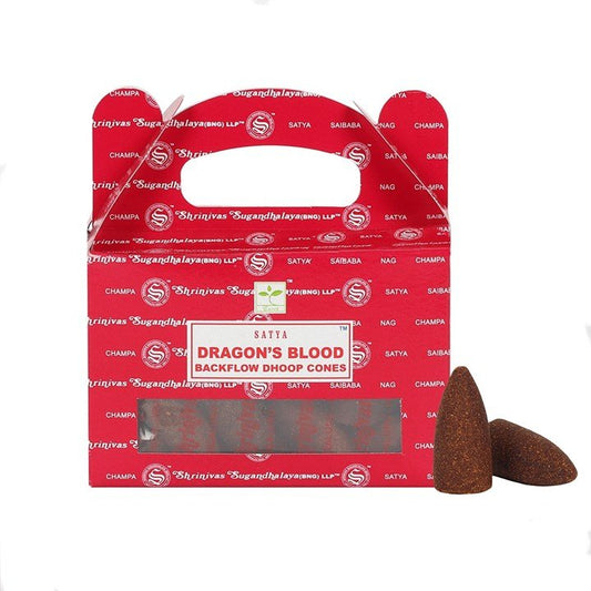 Set of 6 Packets of Satya Dragon's Blood Backflow Dhoop Cones - Scents & Gifts UK