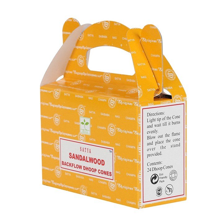 Set of 6 Packets of Satya Sandalwood Backflow Dhoop Cones - Scents & Gifts UK
