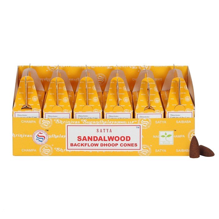 Set of 6 Packets of Satya Sandalwood Backflow Dhoop Cones - Scents & Gifts UK