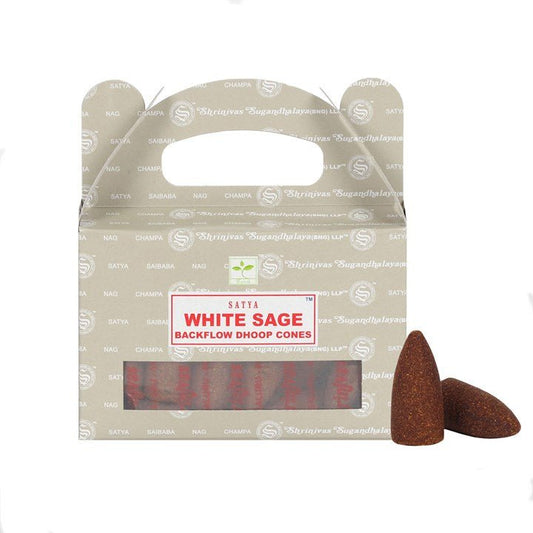 Set of 6 Packets of Satya White Sage Backflow Dhoop Cones - Scents & Gifts UK