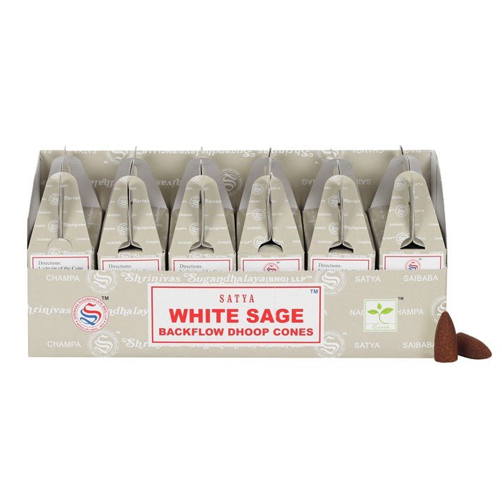 Set of 6 Packets of Satya White Sage Backflow Dhoop Cones - Scents & Gifts UK