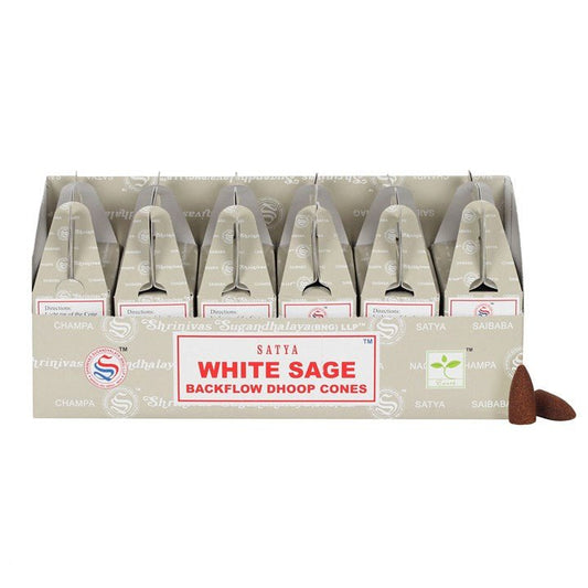 Set of 6 Packets of Satya White Sage Backflow Dhoop Cones - Scents & Gifts UK