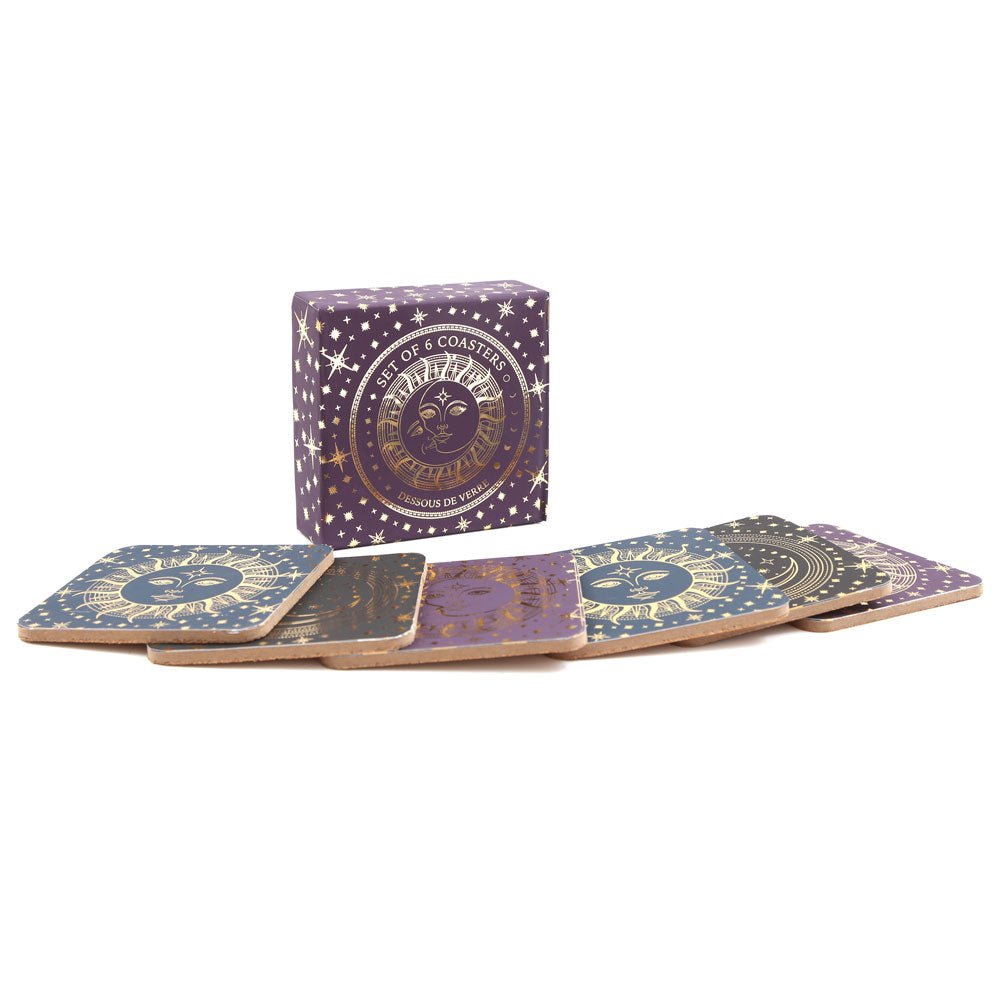 Set of 6 Sun and Moon Coasters - Scents & Gifts UK