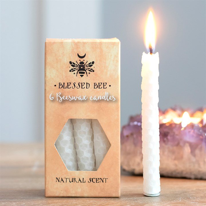 Set of 6 White Beeswax Spell Candles - Scents & Gifts UK