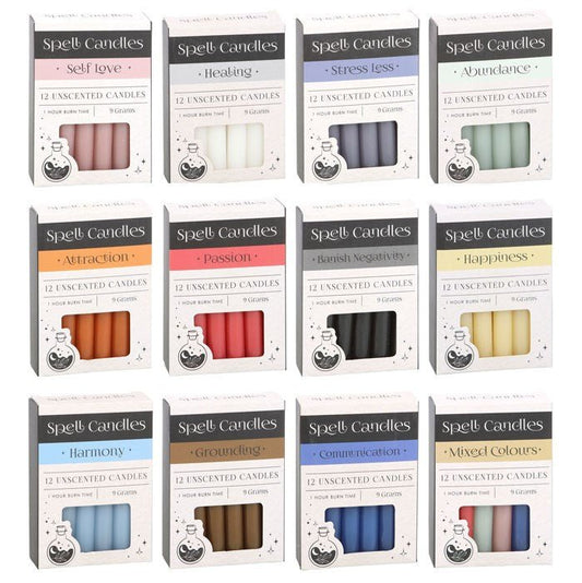 Set of 72 Herbal Magick Spell Candles on Tabletop Spinner Display - Scents & Gifts UK