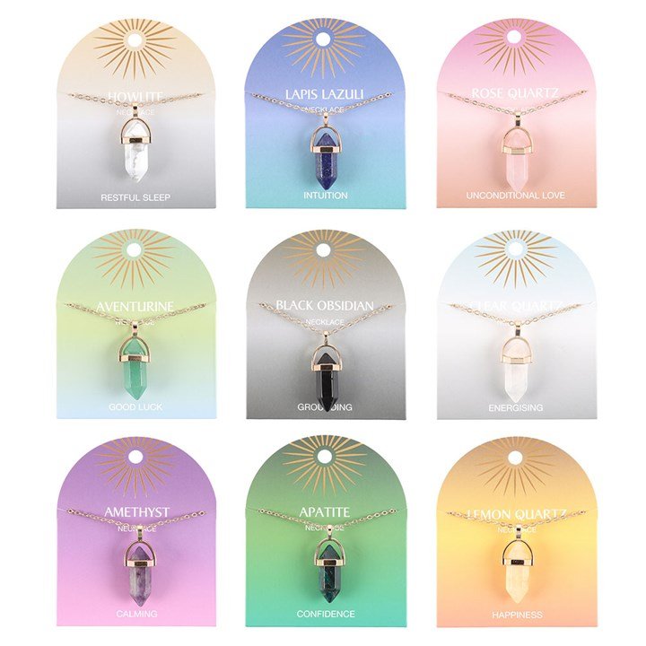 Set of 9 Crystal Pendant Necklaces - Scents & Gifts UK