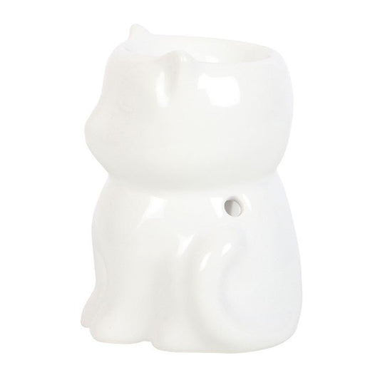 Shiny White Cat Oil Burner - Scents & Gifts UK